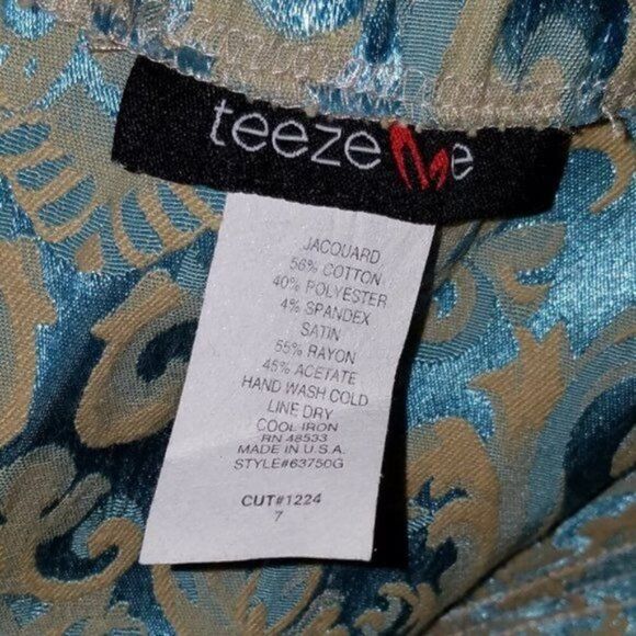 Strapless Dress Metallic Teal Tan Teeze Me Juniors WOMEN'S WOMAN'S Size 7 - Picture 7 of 10